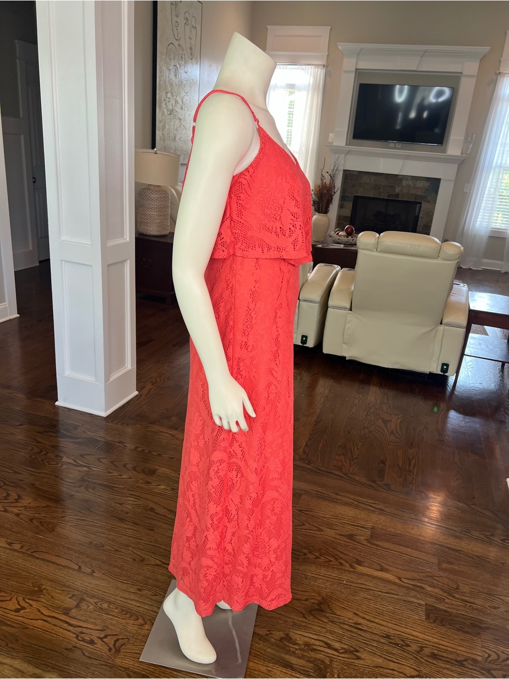 Emma & Michele Coral Lace Maxi Dress - Picture 3 of 10